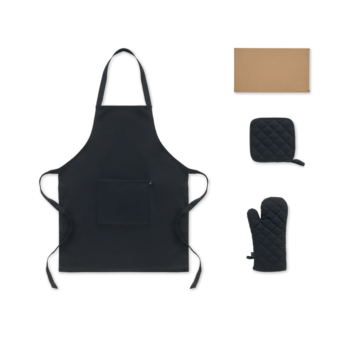 [MO3171-03] Set cucina in cotone riciclato (Nero)