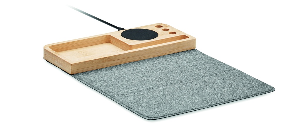 Caricabatterie wireless in bambù da 15w